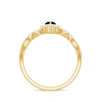 Natural Marquise Black Spinel Engagement Ring with Diamond Crossover Shank