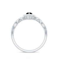 4x8mm Marquise Cut Black Onyx Statement Engagement Ring with Diamond Halo