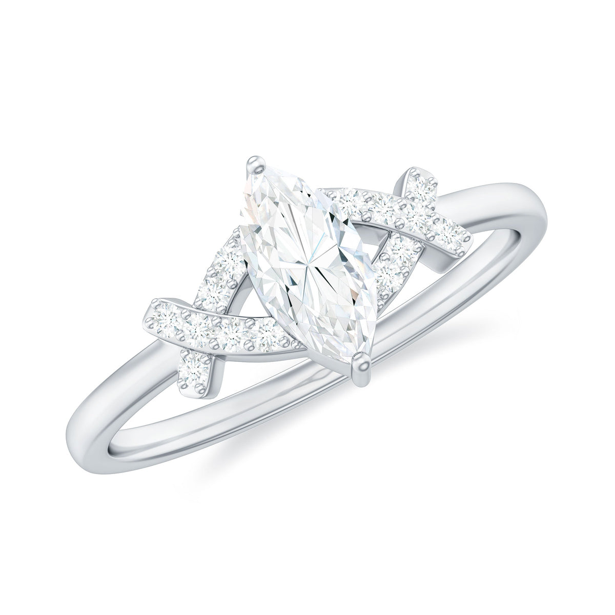 Certified Moissanite marquise engagement ring for women featuring a sparkling gemstone set in a stylish ring from Rosec Jewels.