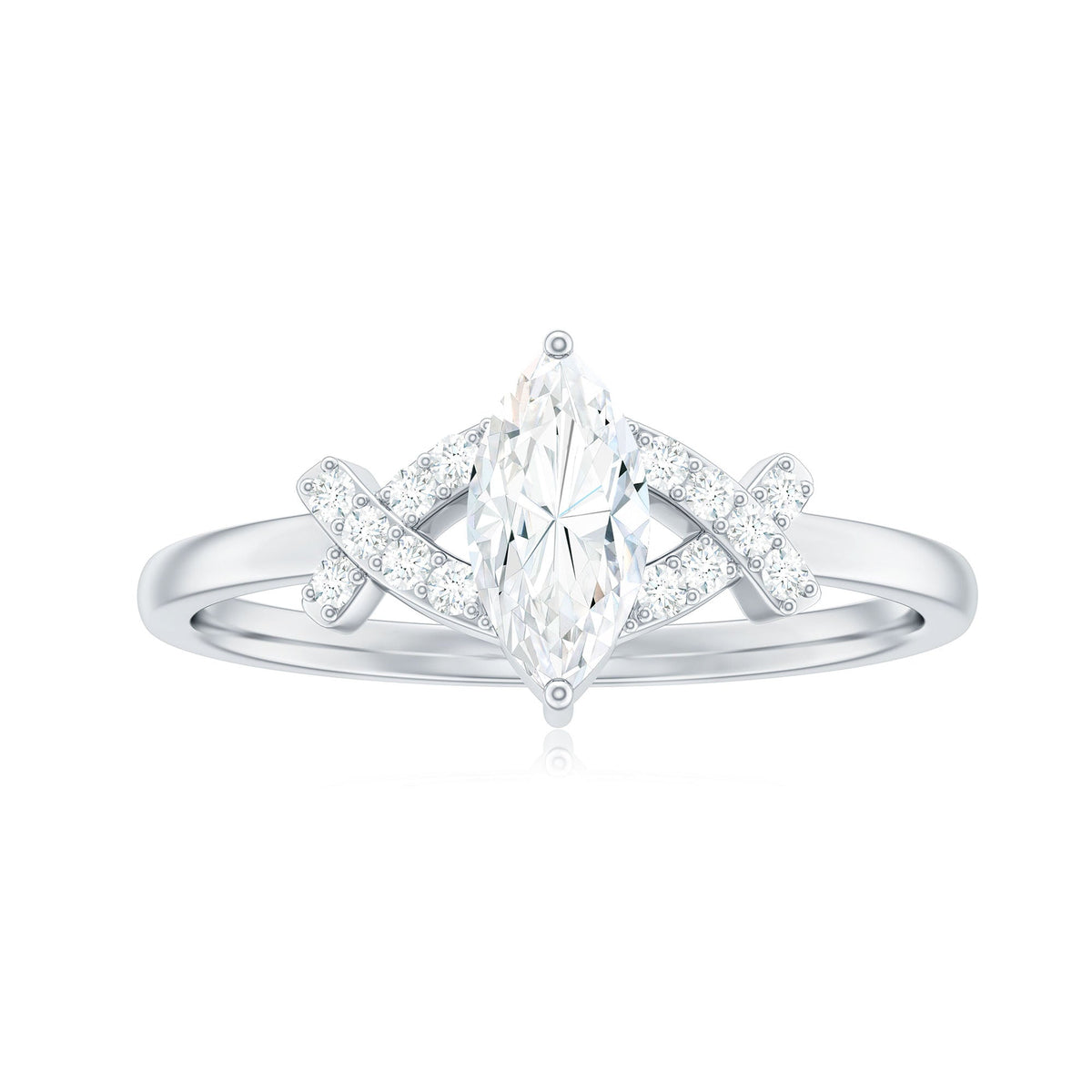 Certified Moissanite Marquise Engagement Ring for Women by Rosec Jewels, featuring a sparkling marquise-cut stone in a elegant ring setting.