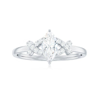 Certified Moissanite Marquise Engagement Ring for Women by Rosec Jewels, featuring a sparkling marquise-cut stone in a elegant ring setting.