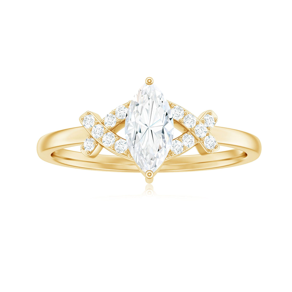 Certified Moissanite marquise engagement ring for women with a delicate band and sparkling stone from Rosec Jewels.