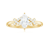 Certified Moissanite marquise engagement ring for women with a delicate band and sparkling stone from Rosec Jewels.
