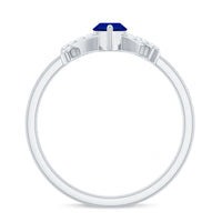 Certified 0.75 Carat Lab Grown Blue Sapphire Marquise Engagement Ring with Diamond