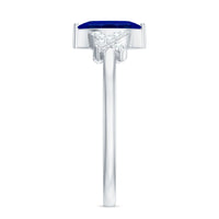 Certified 0.75 Carat Lab Grown Blue Sapphire Marquise Engagement Ring with Diamond