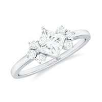 Rosec Jewels 1 CT princess cut cubic zirconia engagement ring in prong setting, showcasing sparkling center stone and elegant design.