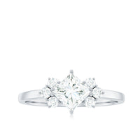 Rosec Jewels 1 CT princess cut cubic zirconia engagement ring with prong setting, showcasing sparkling center stone and elegant band.