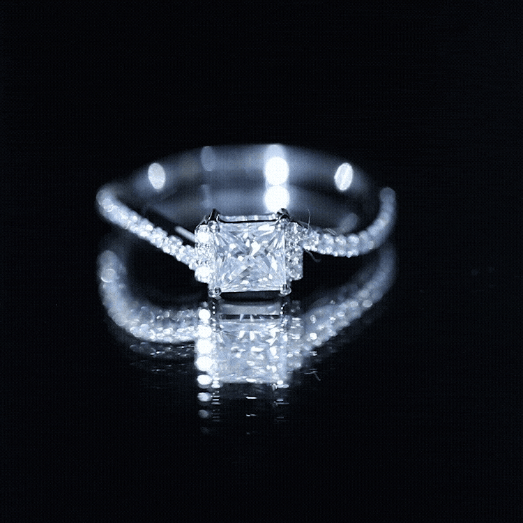 Princess cut moissanite bypass engagement ring for women by Rosec Jewels, showcasing sparkling white stones and elegant design.