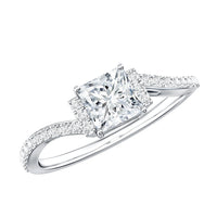 Princess cut moissanite bypass engagement ring for women by Rosec Jewels, featuring sparkling stones and elegant design.
