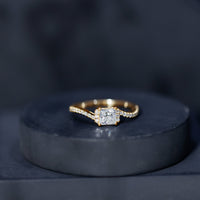 Princess cut moissanite bypass engagement ring for women by Rosec Jewels, featuring a sparkling central stone and elegant bypass band design.