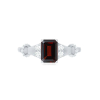 Real 6X8mm Garnet Designer Engagement Ring with Diamond