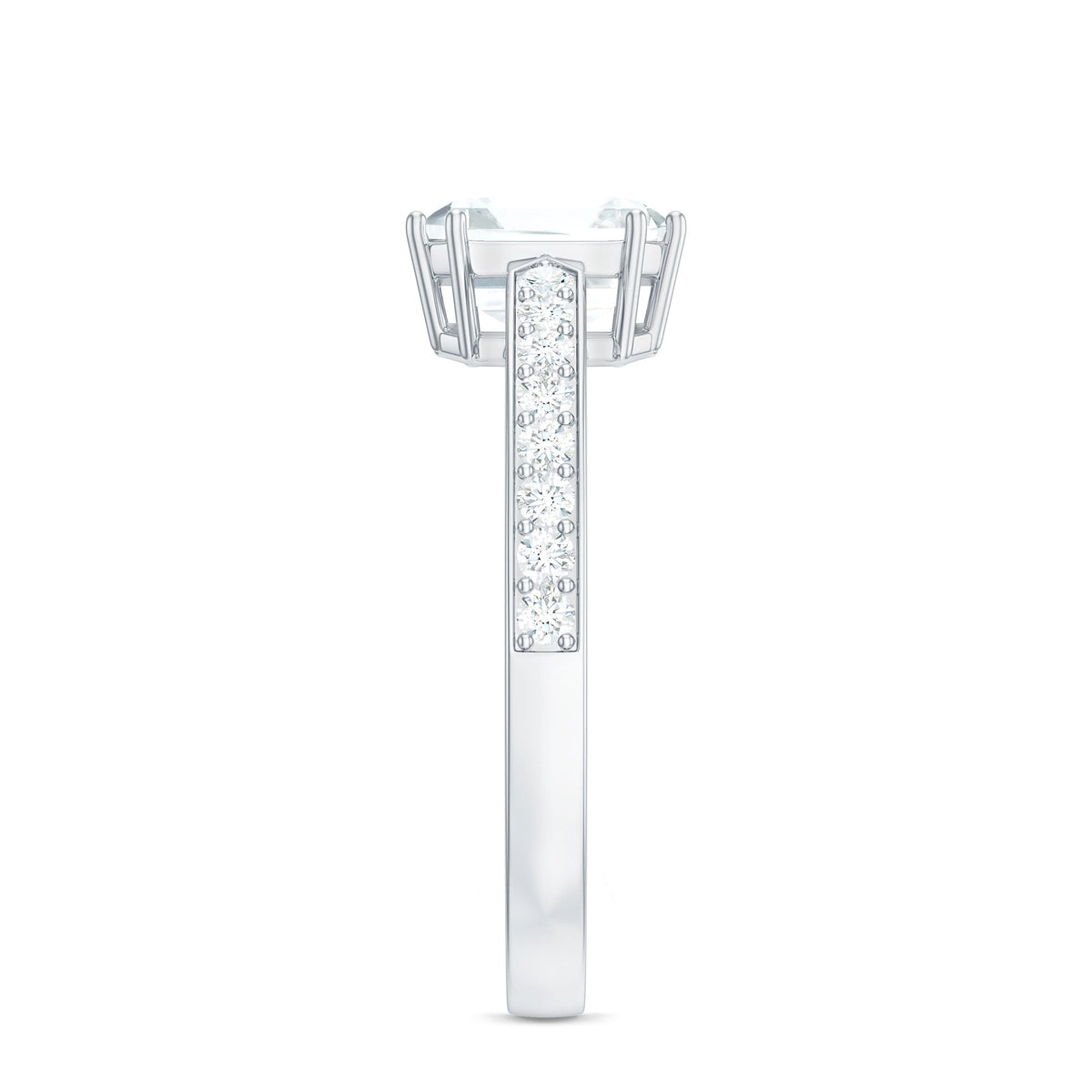 Asscher cut cubic zirconia solitaire engagement ring by Rosec Jewels featuring a 2-carat center stone and sterling silver band.
