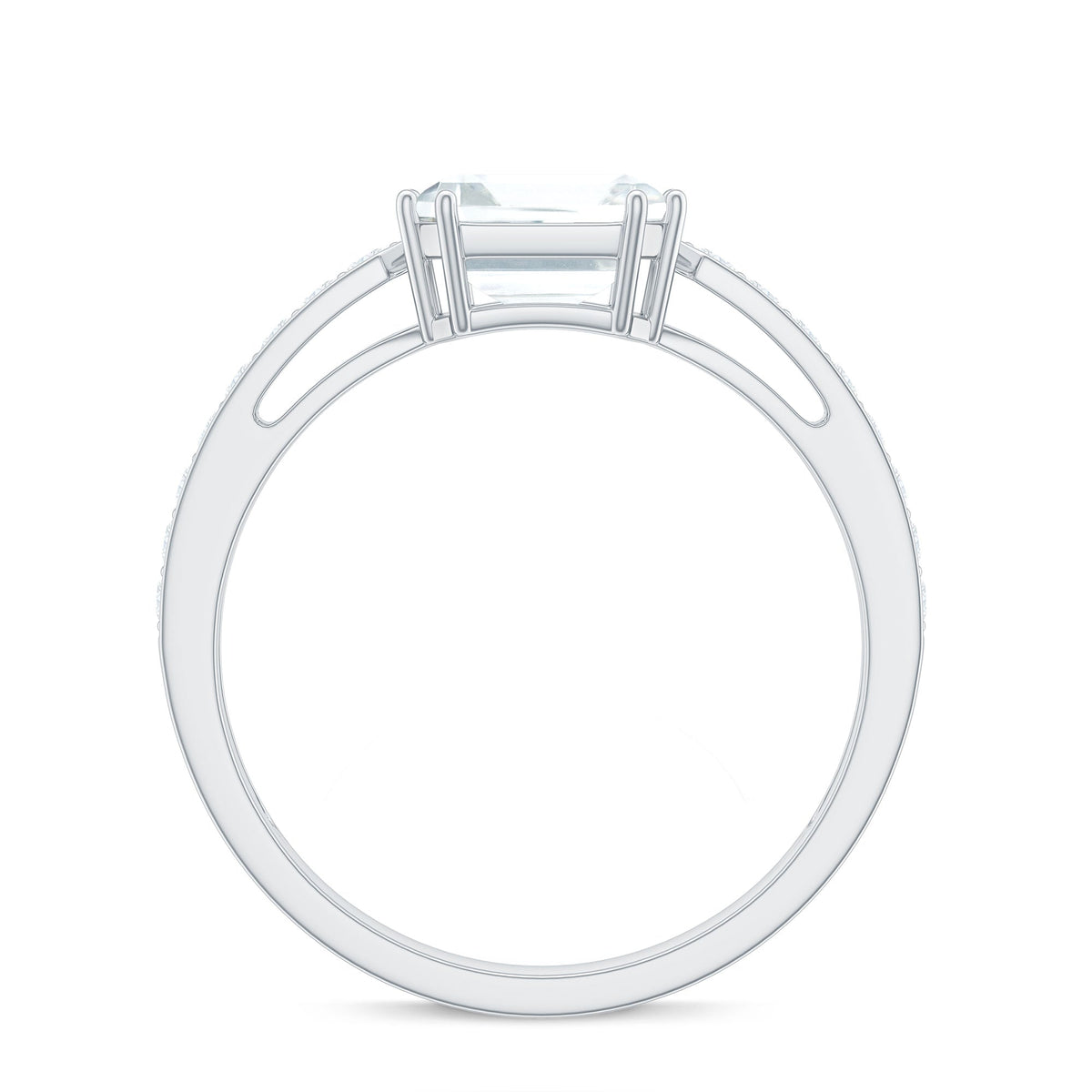 Two-carat Asscher cut cubic zirconia solitaire engagement ring by Rosec Jewels, featuring a sparkling clear stone and sleek band.