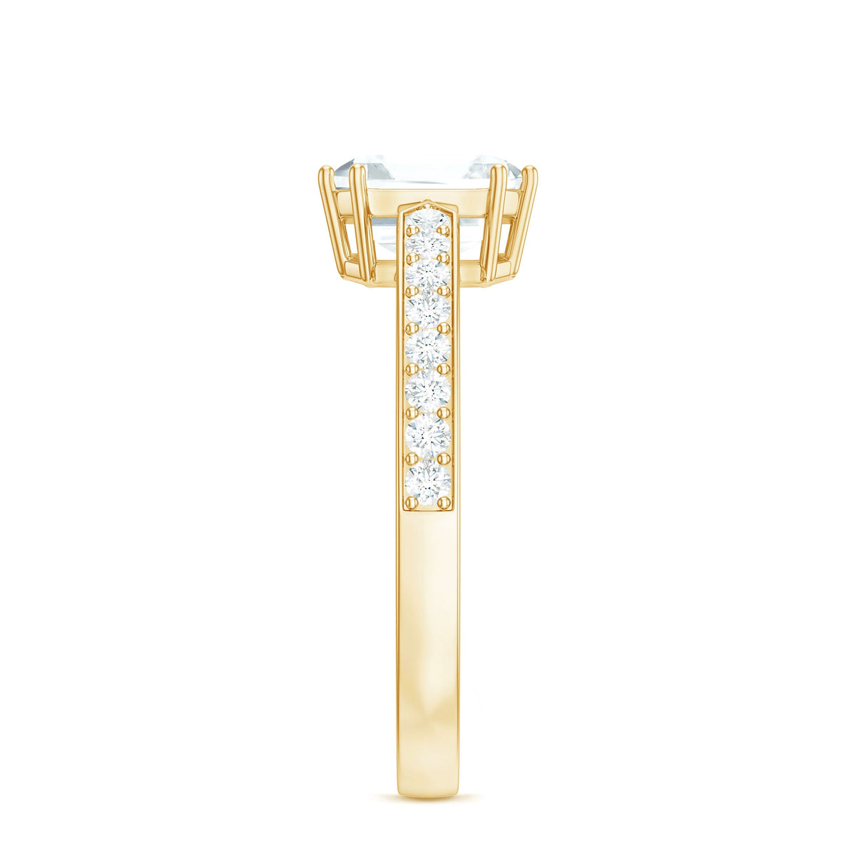 Asscher cut 2-carat solitaire CZ diamond engagement ring by Rosec Jewels featuring a sleek band and sparkling center stone.