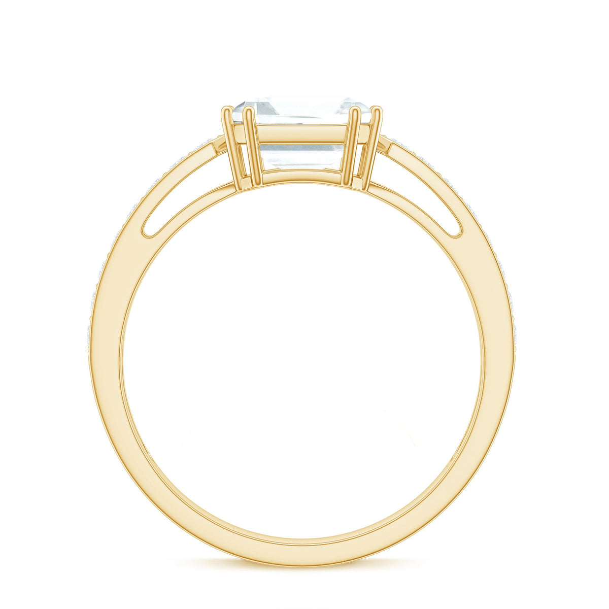Asscher cut 2 carat cubic zirconia solitaire engagement ring by Rosec Jewels with a sleek band and sparkling center stone.