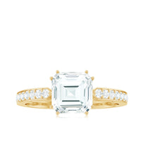 Asscher cut 2 carat cubic zirconia solitaire engagement ring by Rosec Jewels featuring a sparkling center stone and sleek band.