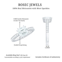 3.50 CT Asscher Cut Moissanite Solitaire Engagement Ring with Side Stones