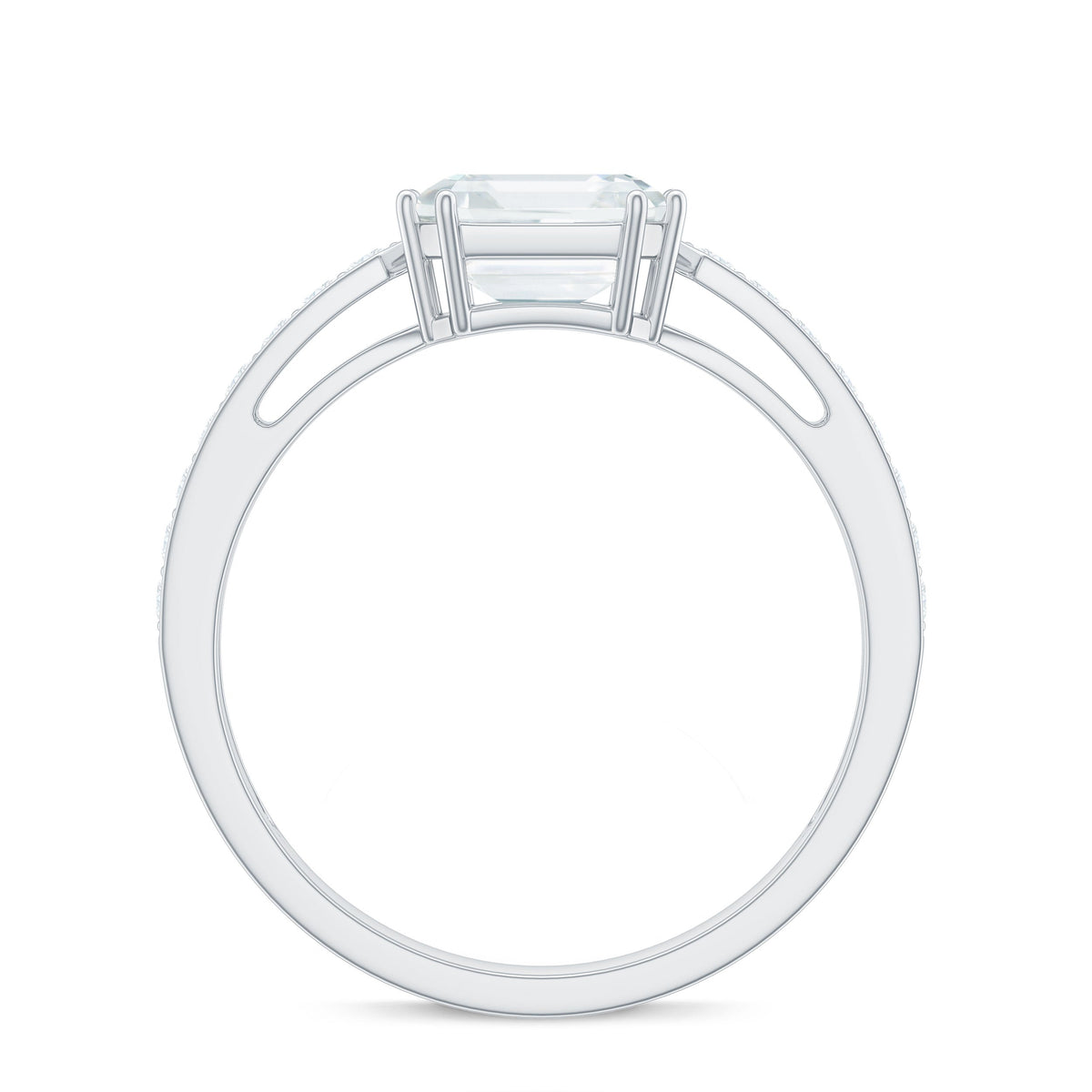 3.50 CT Asscher Cut Moissanite Solitaire Engagement Ring with Side Stones