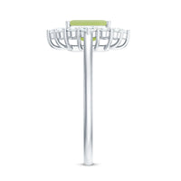 Natural 1.8 Carat Peridot Emerald Cut Engagement Ring with Diamond Halo