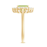 Natural 1.8 Carat Peridot Emerald Cut Engagement Ring with Diamond Halo