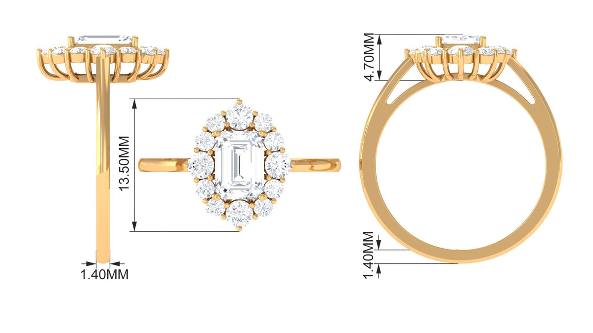Rosec Jewels 2.50 CT octagon cut zircon halo engagement ring with intricate band and sparkling centerpiece.