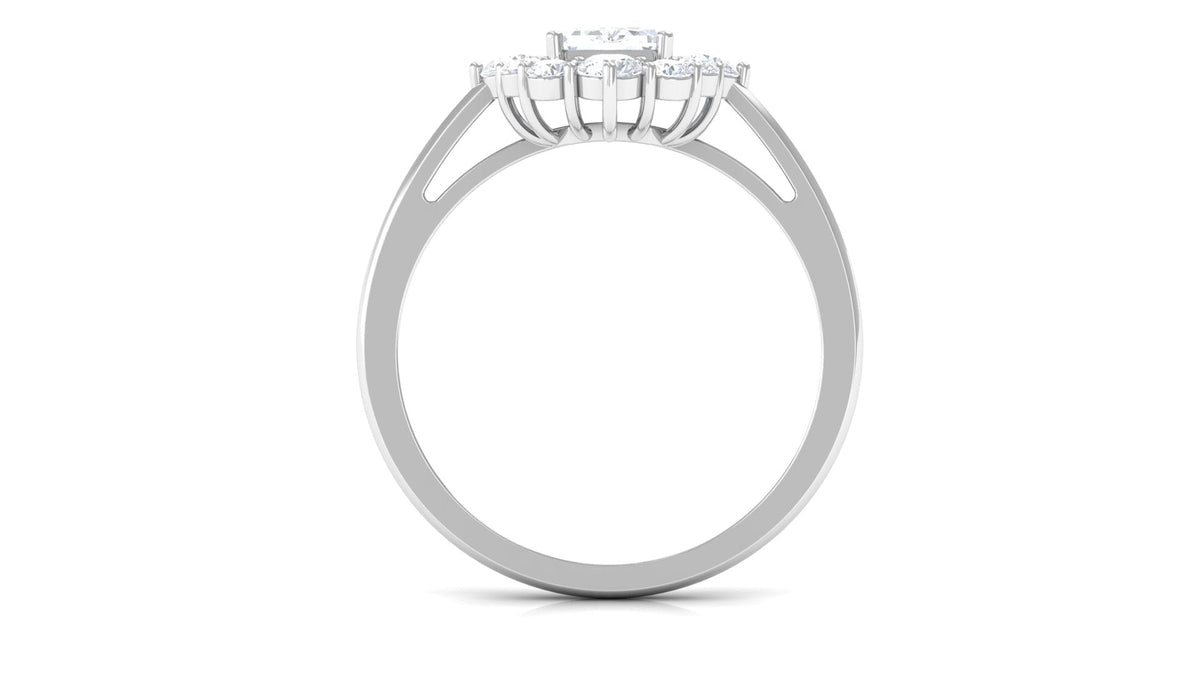Rosec Jewels 2.50 CT octagon cut zircon halo engagement ring featuring a sparkling central stone and intricate band design.