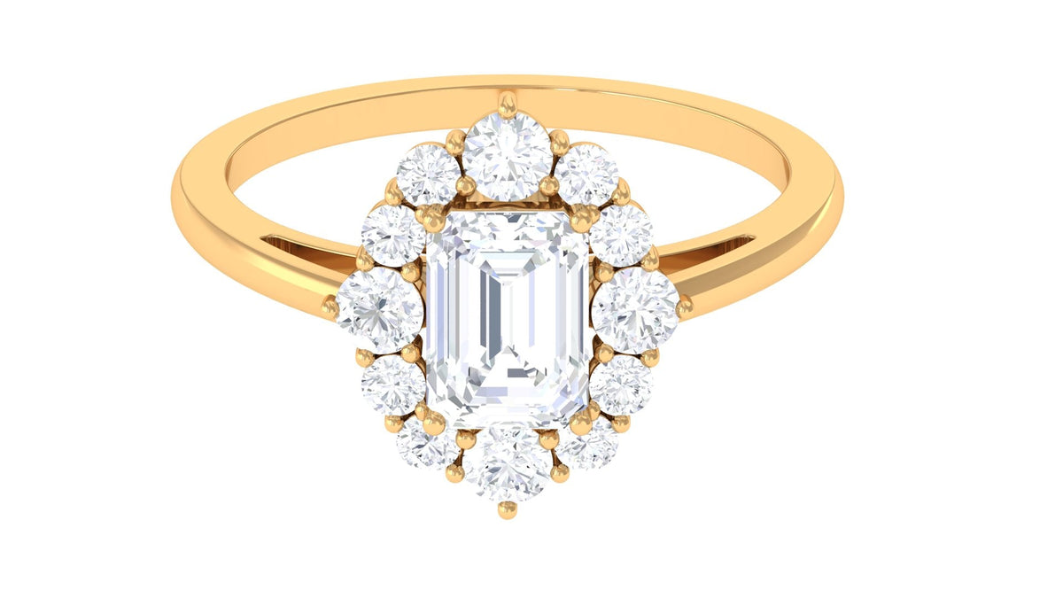 2.50 CT octagon cut zircon halo engagement ring by Rosec Jewels featuring a central stone surrounded by a sparkling halo design.