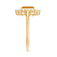 Certified Real 1.8 Carat Citrine Emerald Cut Engagement Ring with Diamond Halo