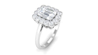 Rosec Jewels 2.25 CT octagon cut zircon engagement ring with halo, featuring a sparkling central stone and detailed band design.