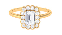 Rosec Jewels 2.25 CT octagon cut zircon engagement ring with halo, showcasing a sparkling central stone and detailed band.