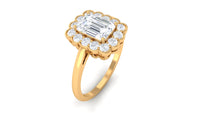 Rosec Jewels 2.25 CT octagon cut zircon engagement ring with halo, showcasing a sparkling central stone and detailed band design.