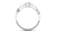 Oval Zircon Solitaire Infinity Ring with Floral Halo