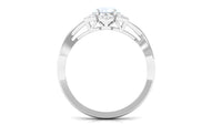 Oval cut moonstone and diamond floral halo ring by Rosec Jewels, featuring 3/4 carat solitaire in elegant gold setting