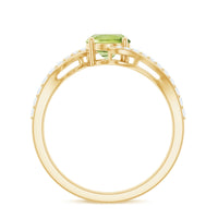 Natural 1 Carat Oval Peridot Engagement Ring with Diamond Bypass Shank
