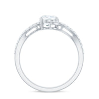 Rosec Jewels 1 Carat Moissanite oval engagement ring with bypass shank and elegant band design.