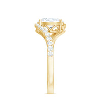 Rosec Jewels 1 Carat Moissanite Oval Engagement Ring with bypass shank, featuring a sparkling center stone and elegant band design.