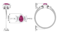 Pink Tourmaline Engagement Ring with Diamond Halo