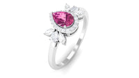 Pink Tourmaline Engagement Ring with Diamond Halo