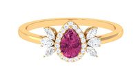 Pink Tourmaline Engagement Ring with Diamond Halo