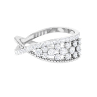 Designer Diamond Band Ring with Criss Cross Shank