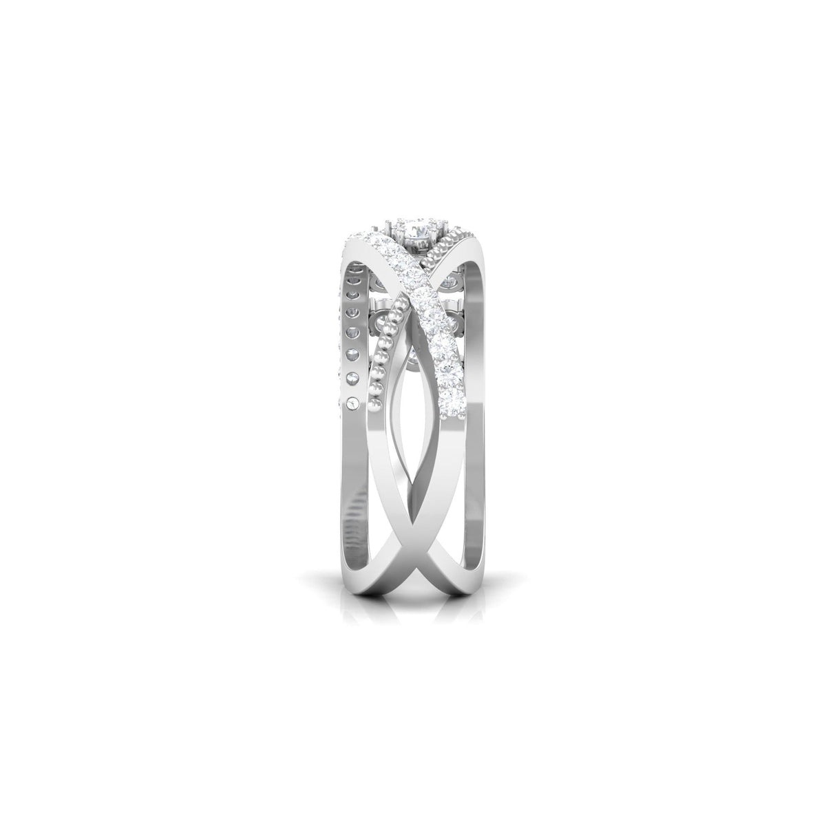 Designer Diamond Band Ring with Criss Cross Shank