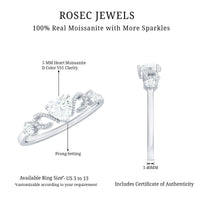 Certified Moissanite Heart Promise Ring with Beaded Detail
