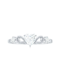 Certified Moissanite Heart Promise Ring with Beaded Detail