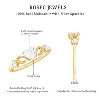 Certified Moissanite Heart Promise Ring with Beaded Detail