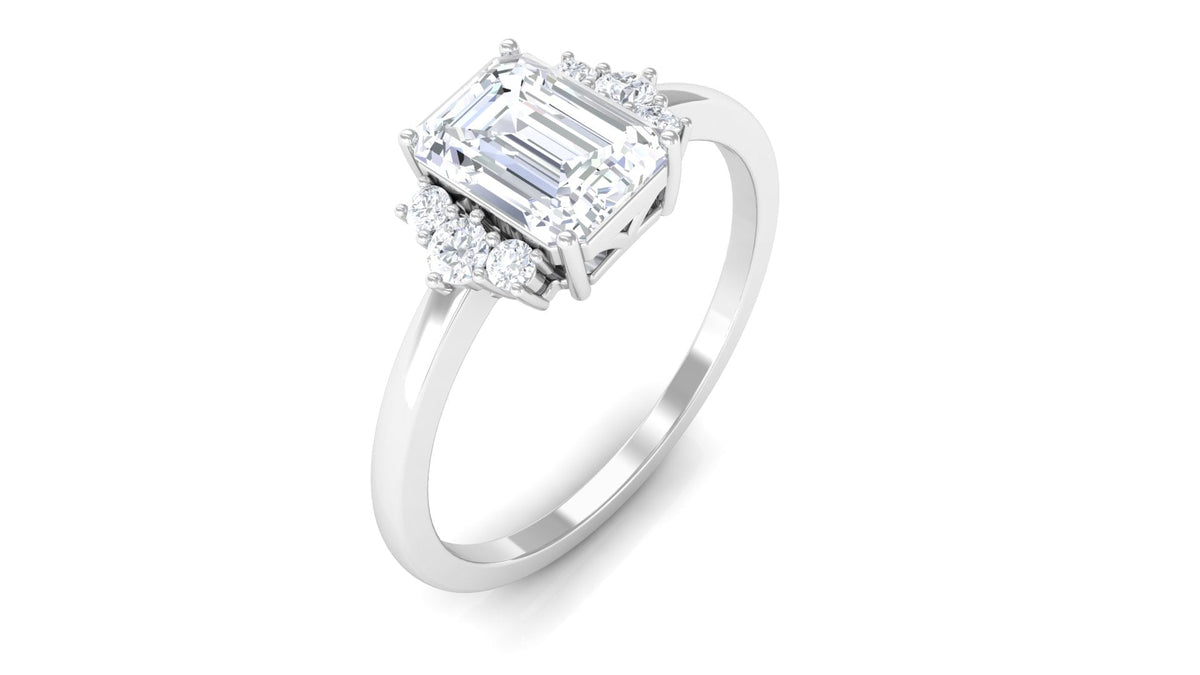 Two-carat octagon cut cubic zirconia solitaire engagement ring from Rosec Jewels with a sparkling central stone and sleek band.