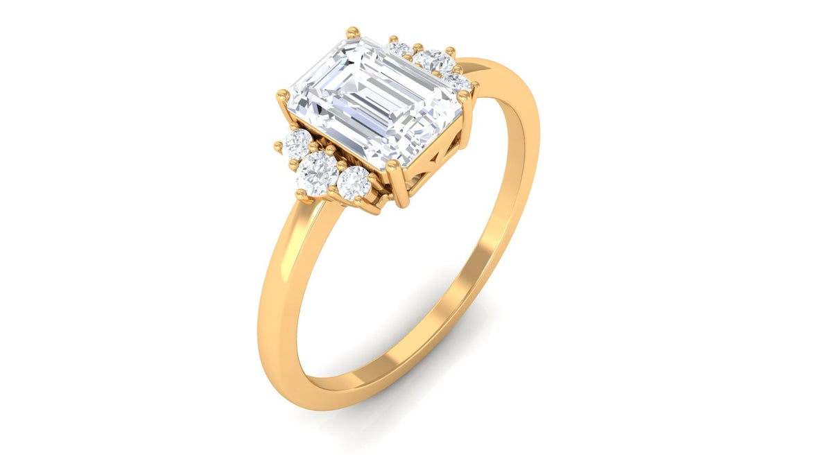 Rosec Jewels 2 CT Octagon Cut Solitaire Cubic Zirconia Engagement Ring with a prominent central stone and sleek band.