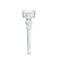 Rosec Jewels 2 CT octagon cut zircon engagement ring with side stones, showcasing a sparkling central gemstone and elegant design.