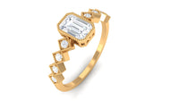 Rosec Jewels 1 CT octagon cut zircon engagement ring with side stones, showcasing a sparkling central gemstone and intricate band details.