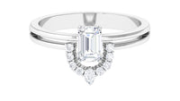 Rosec Jewels 1 CT octagon cut zircon double band engagement ring with intricate silver setting and sparkling stones.