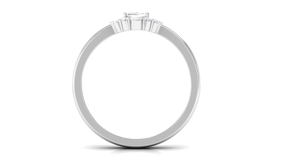 Octagon cut zircon double band engagement ring from Rosec Jewels, featuring sparkling stones and intricate silver detailing.